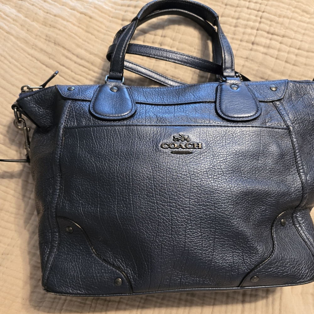 Coach Navy Blue Leather Satchel - Picture 3 of 9